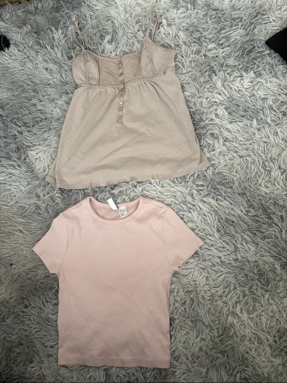 H&M Light Blush Pink Ribbed Short-Sleeve Tee